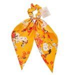 Scunci Collection Scarf Satin Scrunchie in Yellow Floral Design