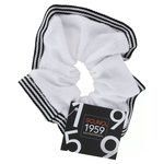 Scunci 1959 Hair Scrunchie with Striped Trim in White and Black