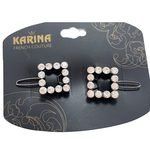 Karina French Couture 2 Pack Jewel Designed Square Hair Clip