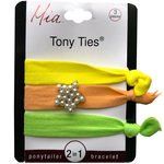 Mia Beauty Soft Elastic Hair Ties in Yellow, Orange & Green